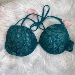 Turquoise Bikini Push Up Top Lace & baby Pink